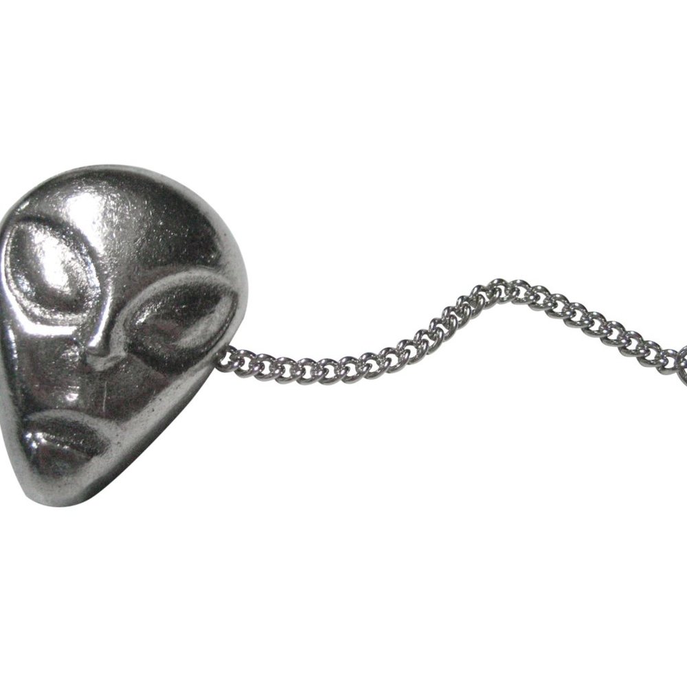 Silver Toned Alien Head Tie Tack - image 1